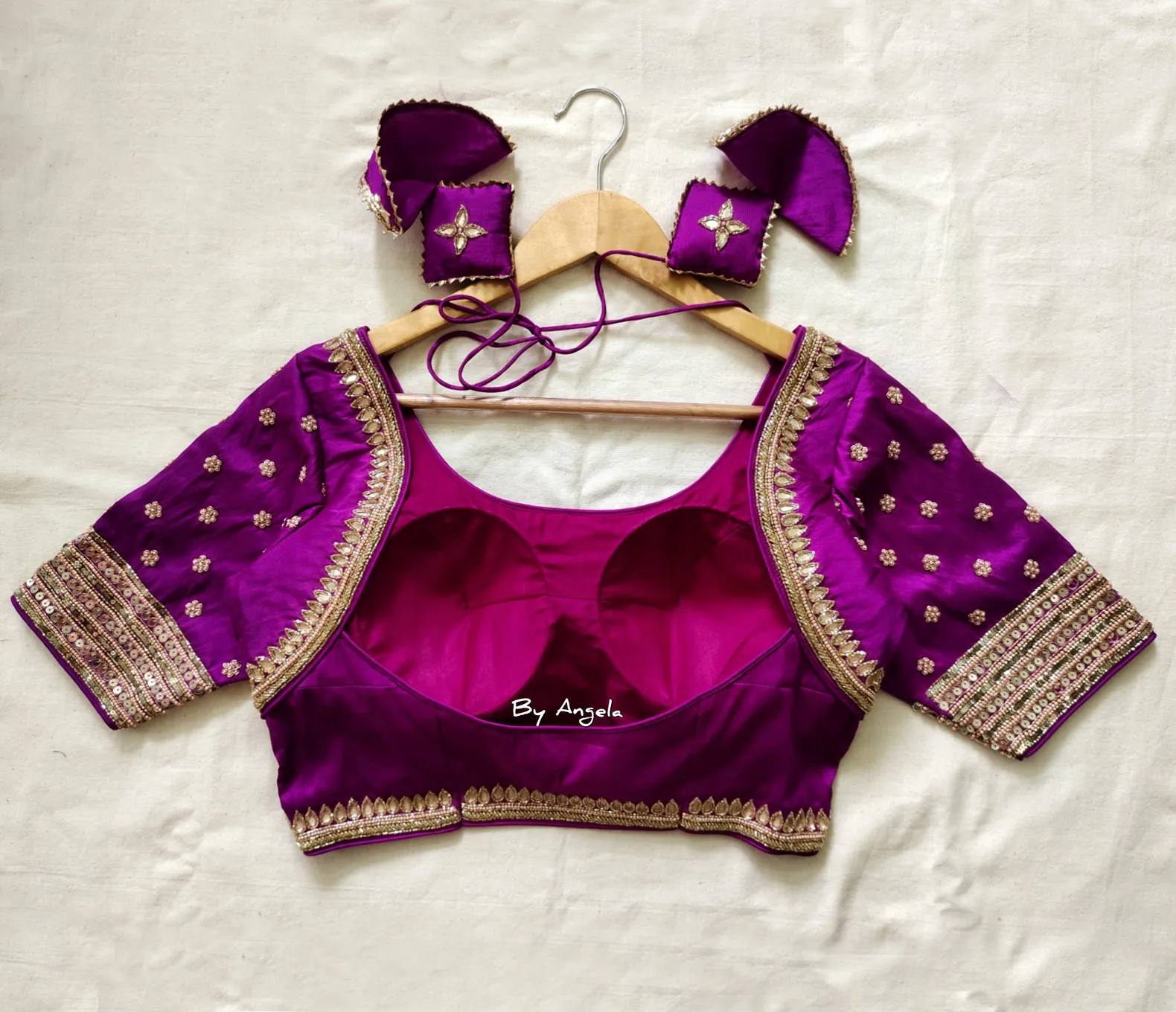 Sleeve Buta Blouse - Purple