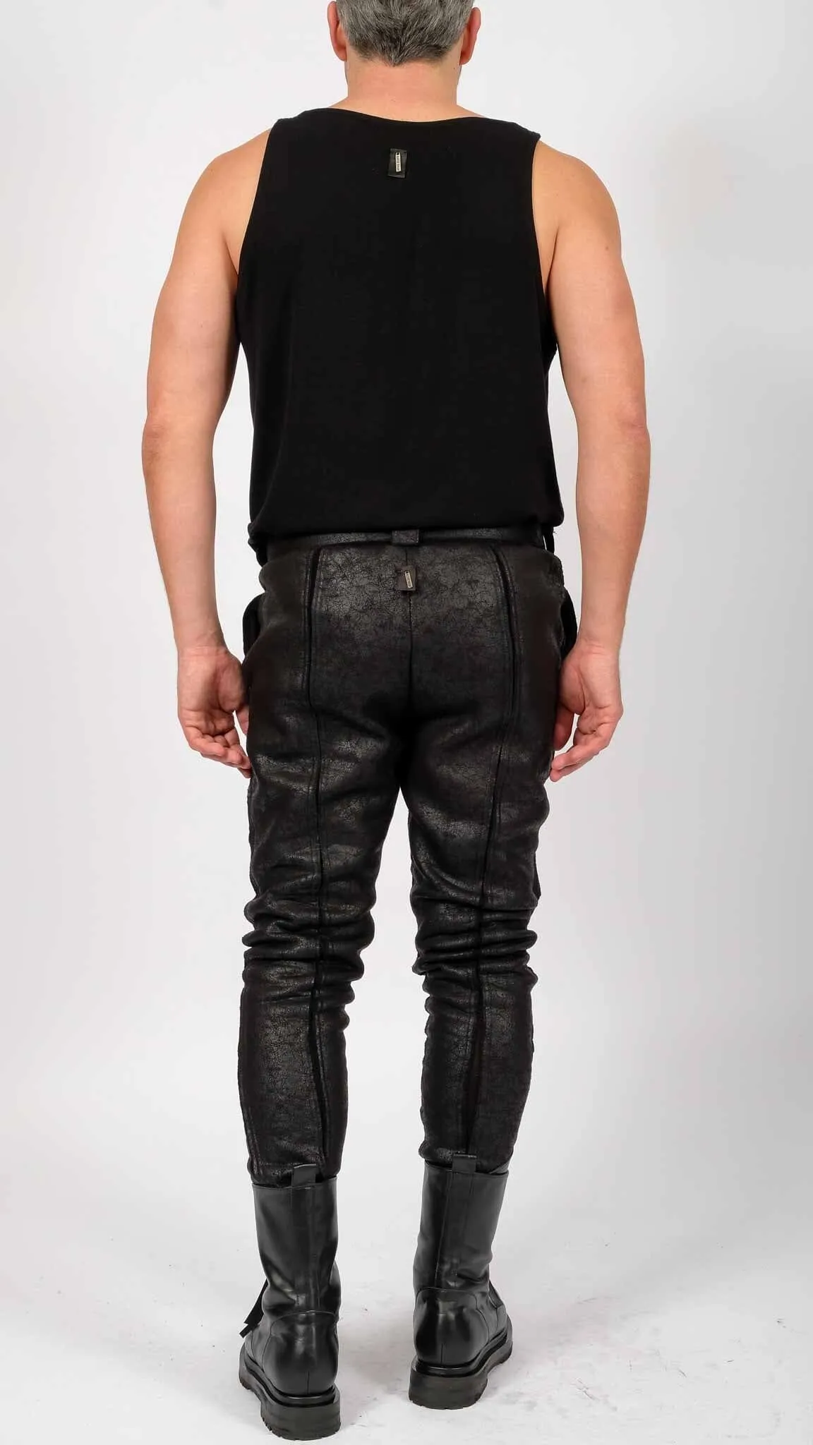 Slim Fit Leather Effect Trousers