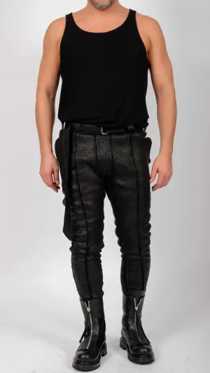 Slim Fit Leather Effect Trousers