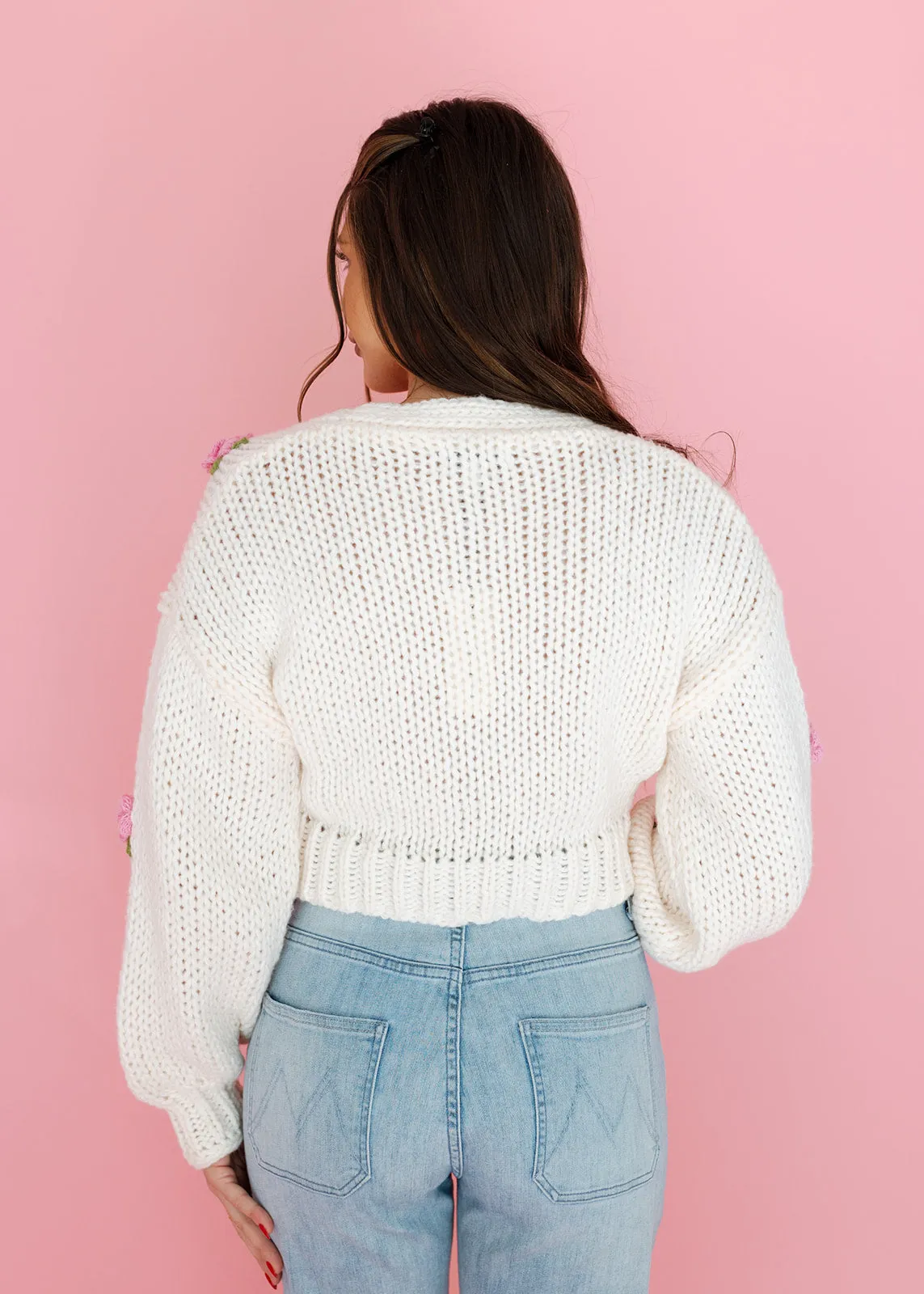 Smell The Roses Ivory Crochet Cardigan