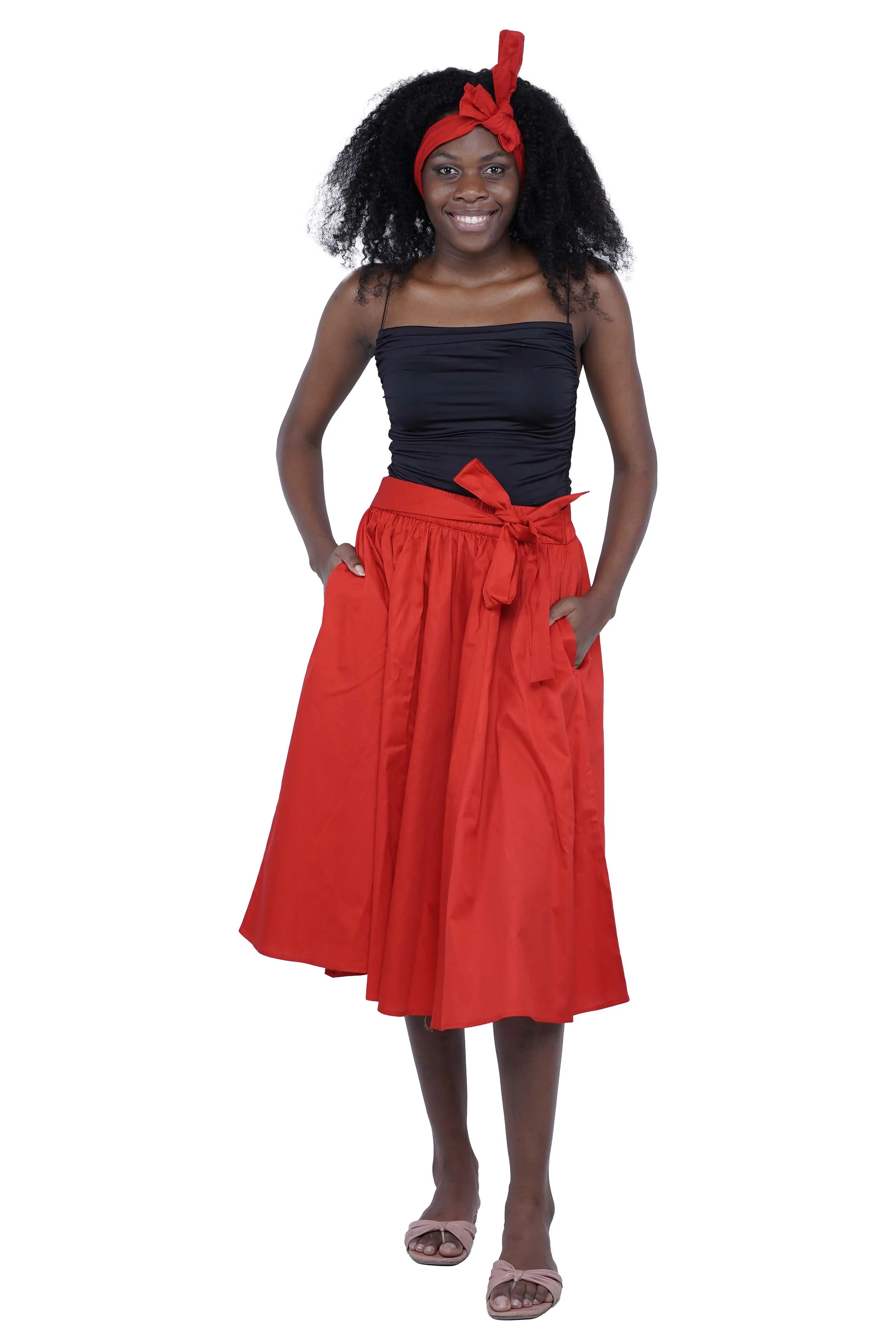 Solid Color Ladies Midi Skirt