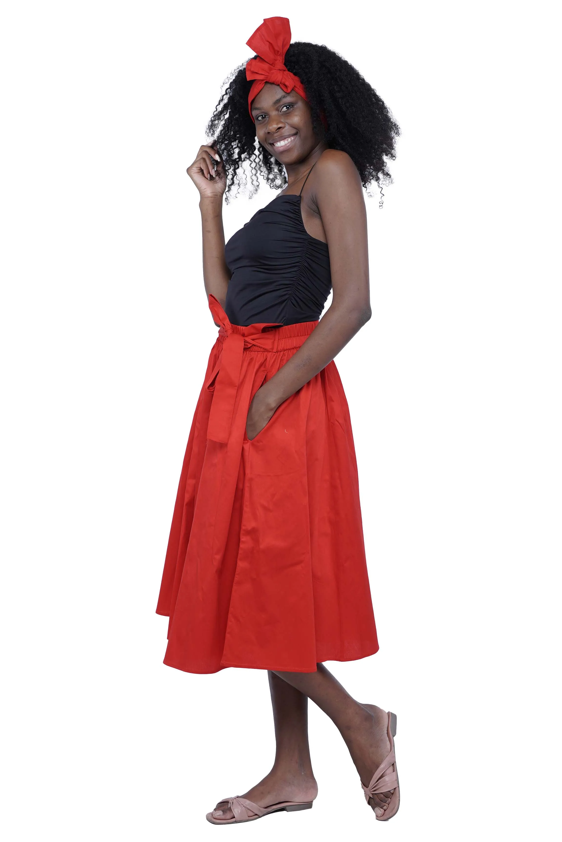 Solid Color Ladies Midi Skirt