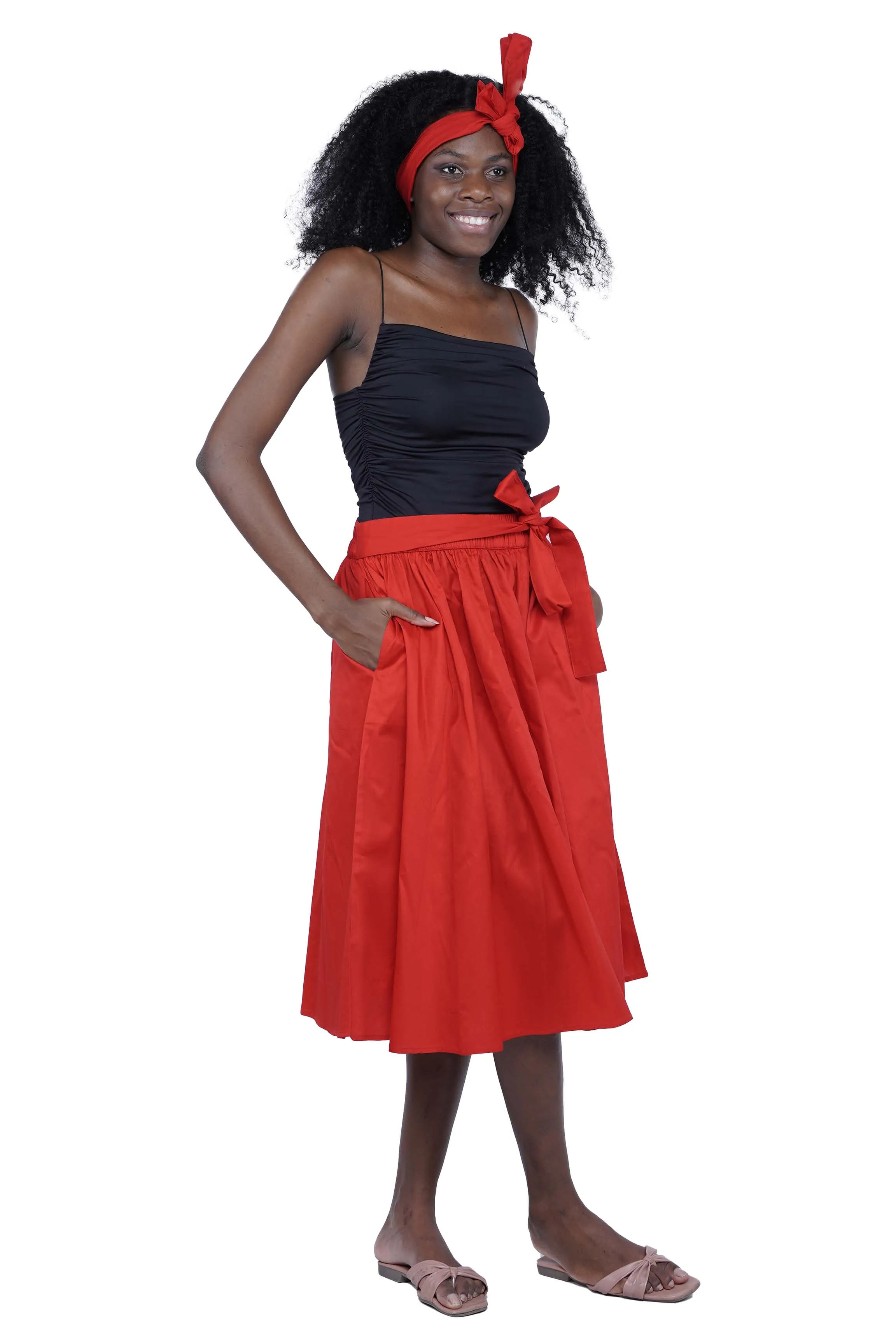 Solid Color Ladies Midi Skirt