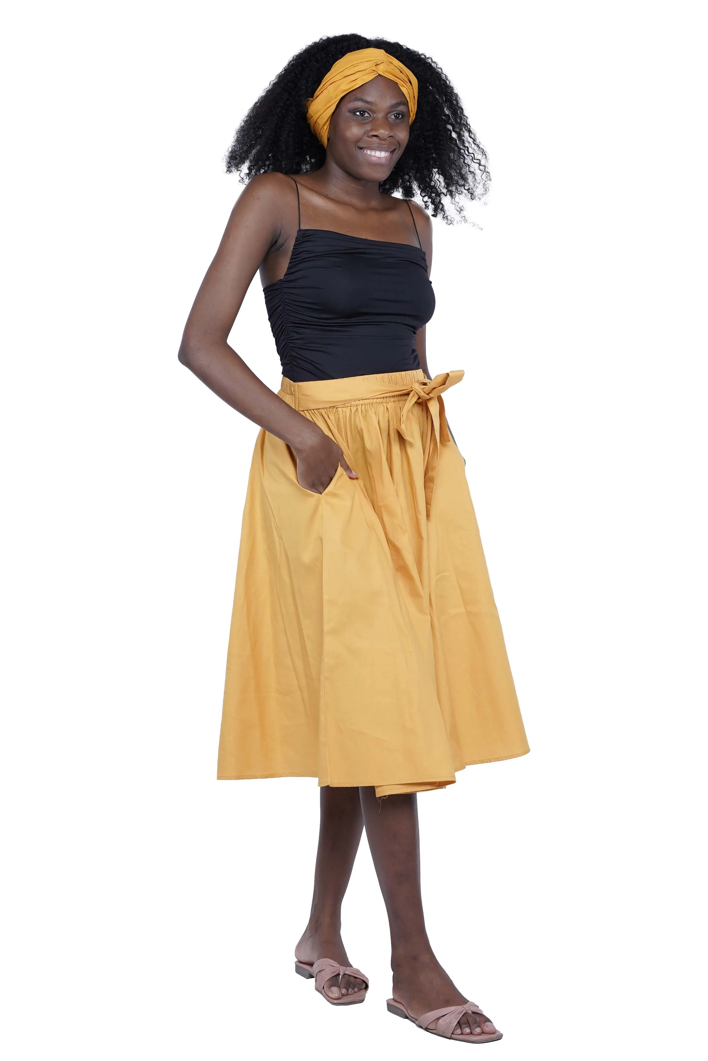 Solid Color Ladies Midi Skirt
