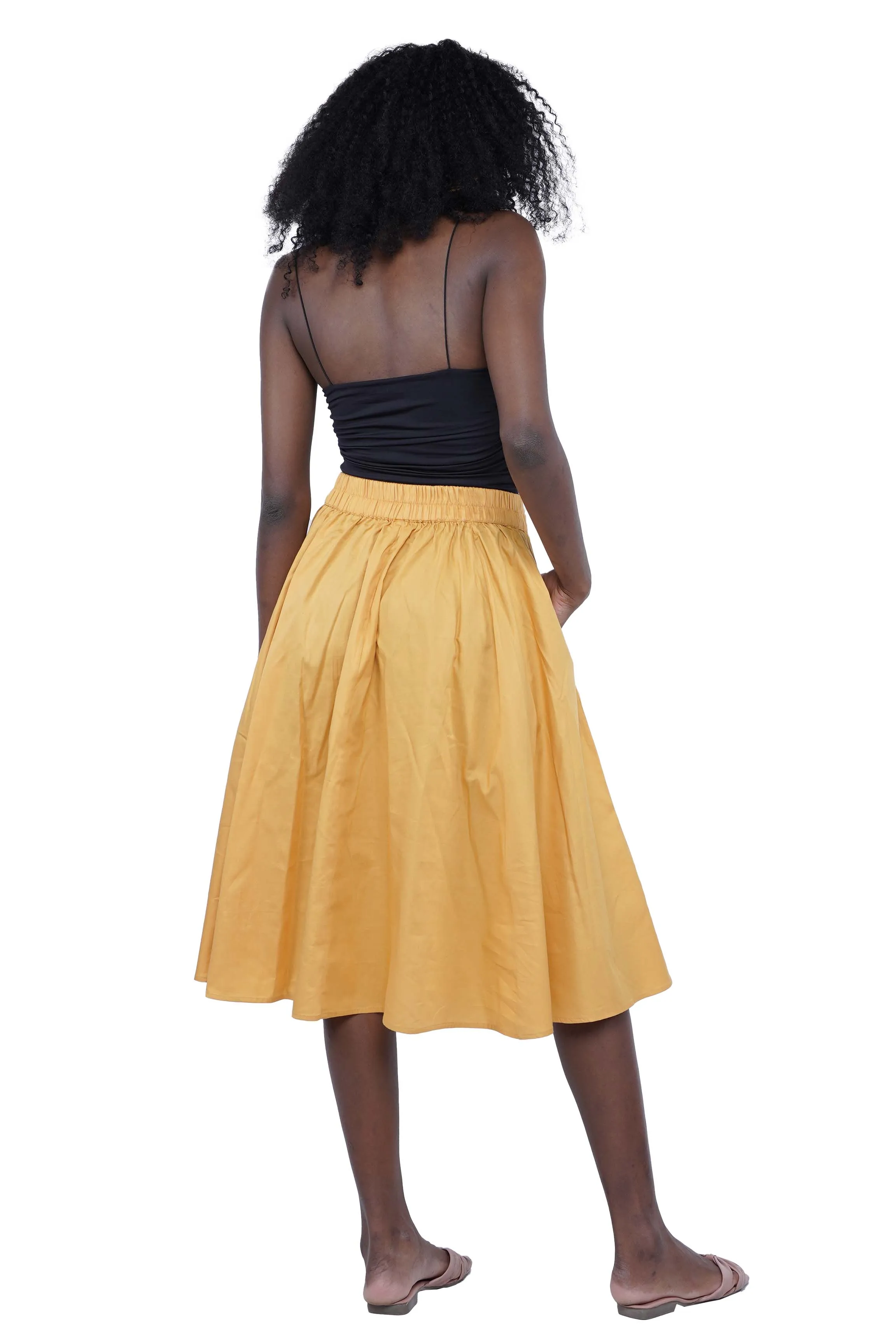 Solid Color Ladies Midi Skirt