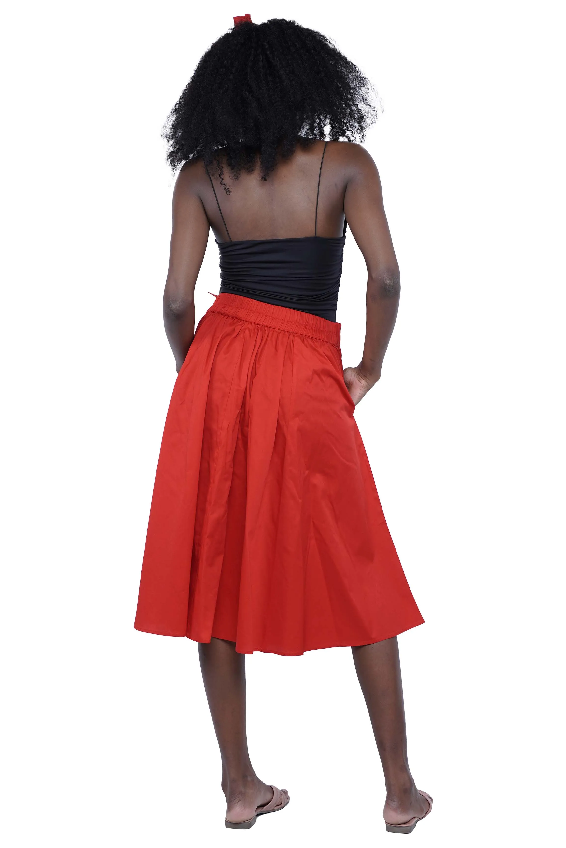 Solid Color Ladies Midi Skirt
