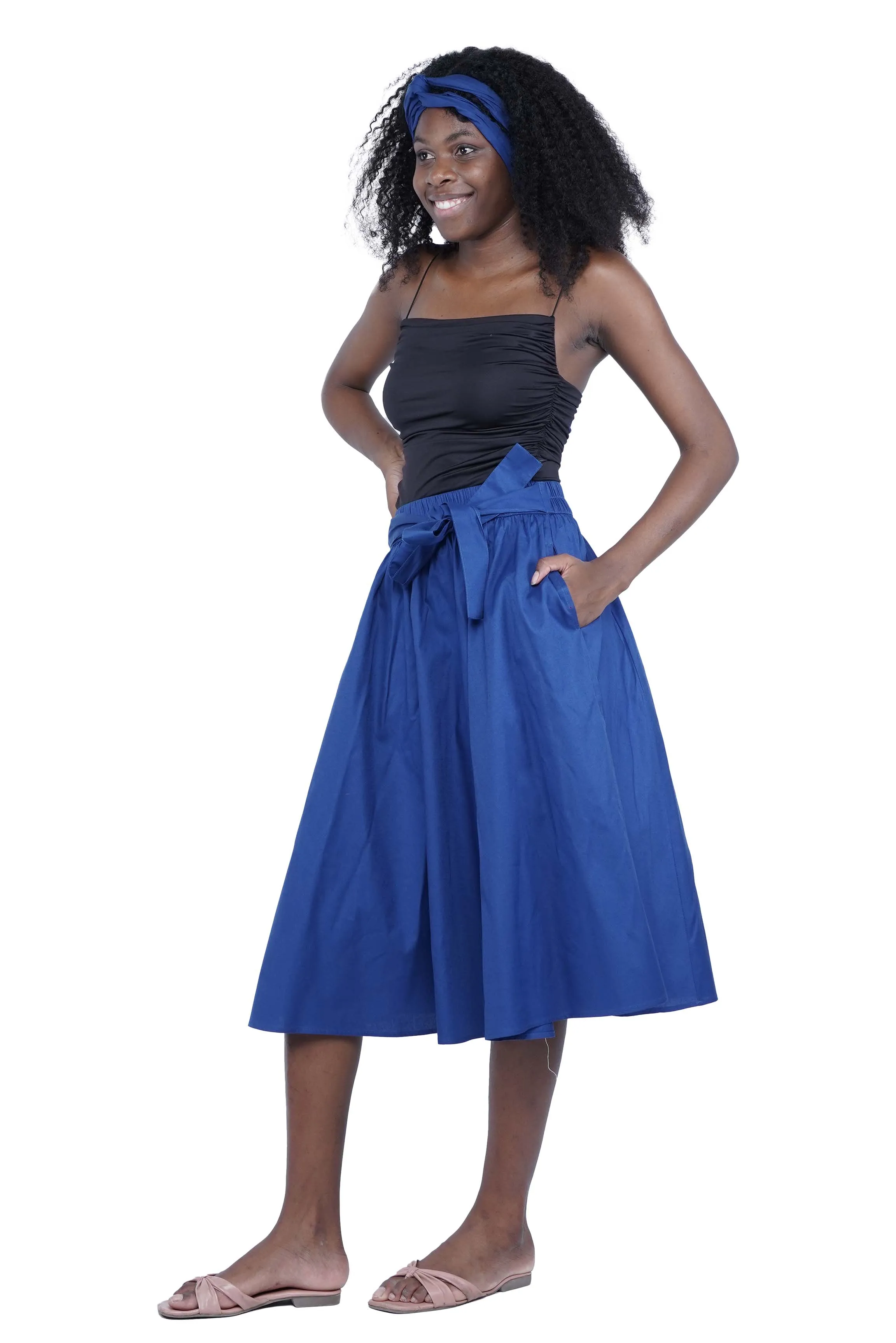 Solid Color Ladies Midi Skirt
