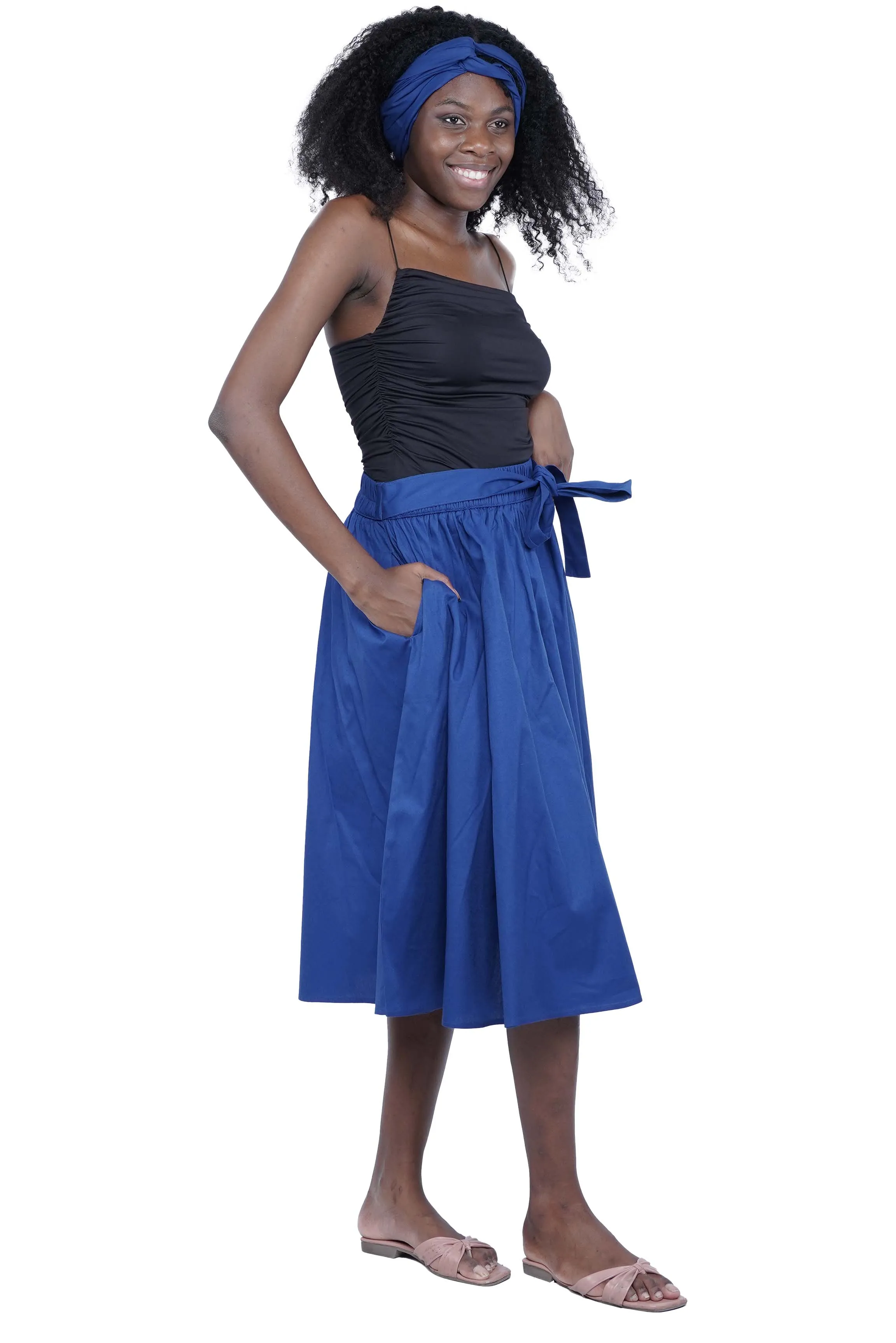 Solid Color Ladies Midi Skirt