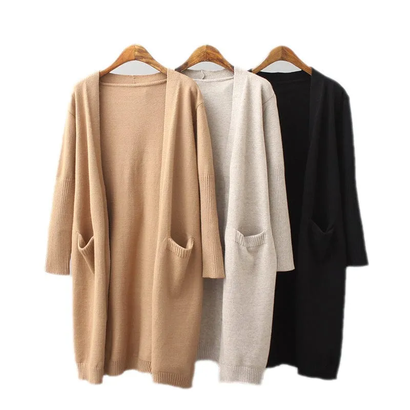 Solid Colour Sweater Coat