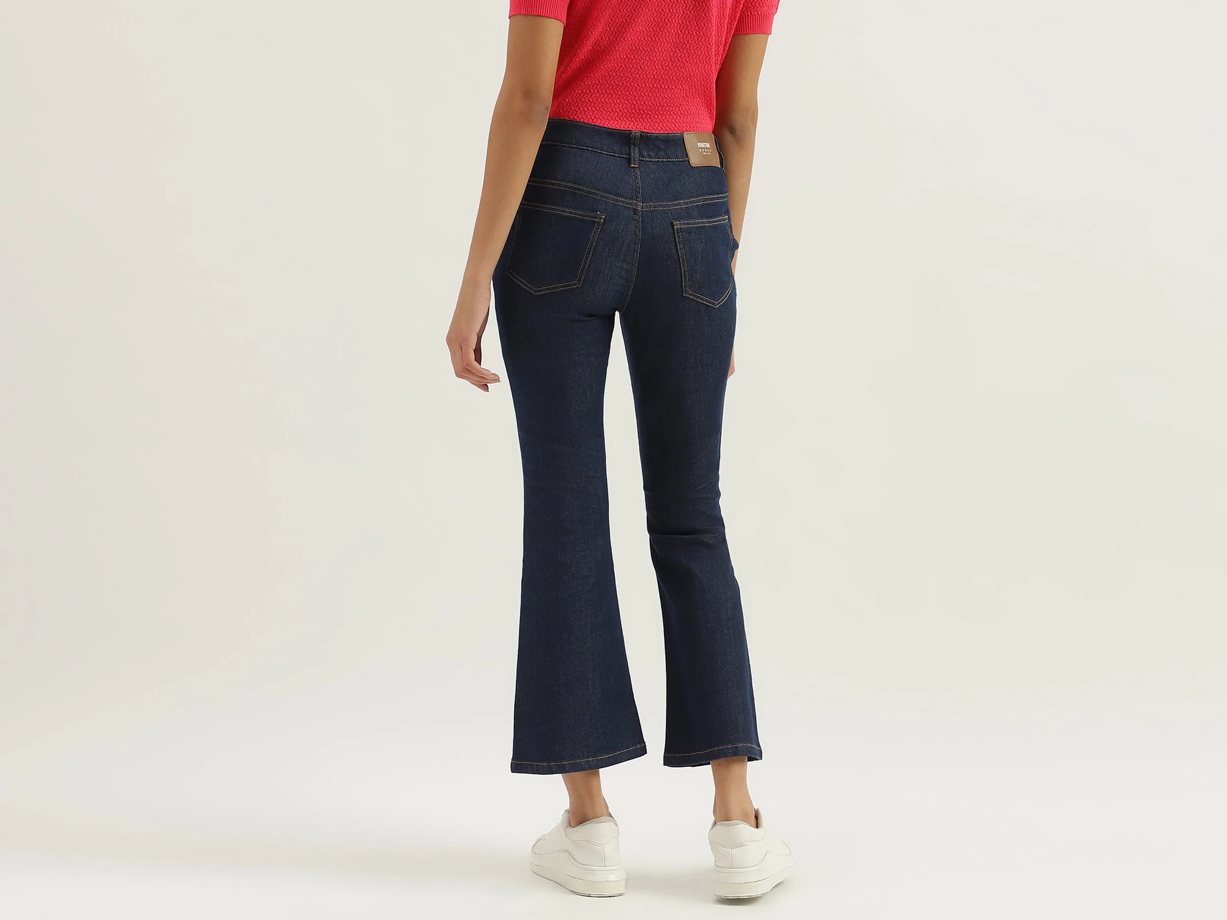Solid Mid Waist Bootleg Jeans