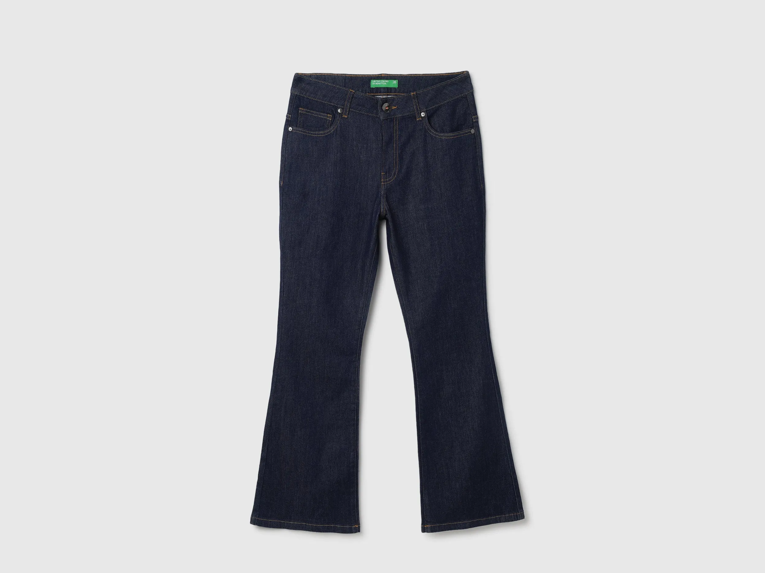 Solid Mid Waist Bootleg Jeans