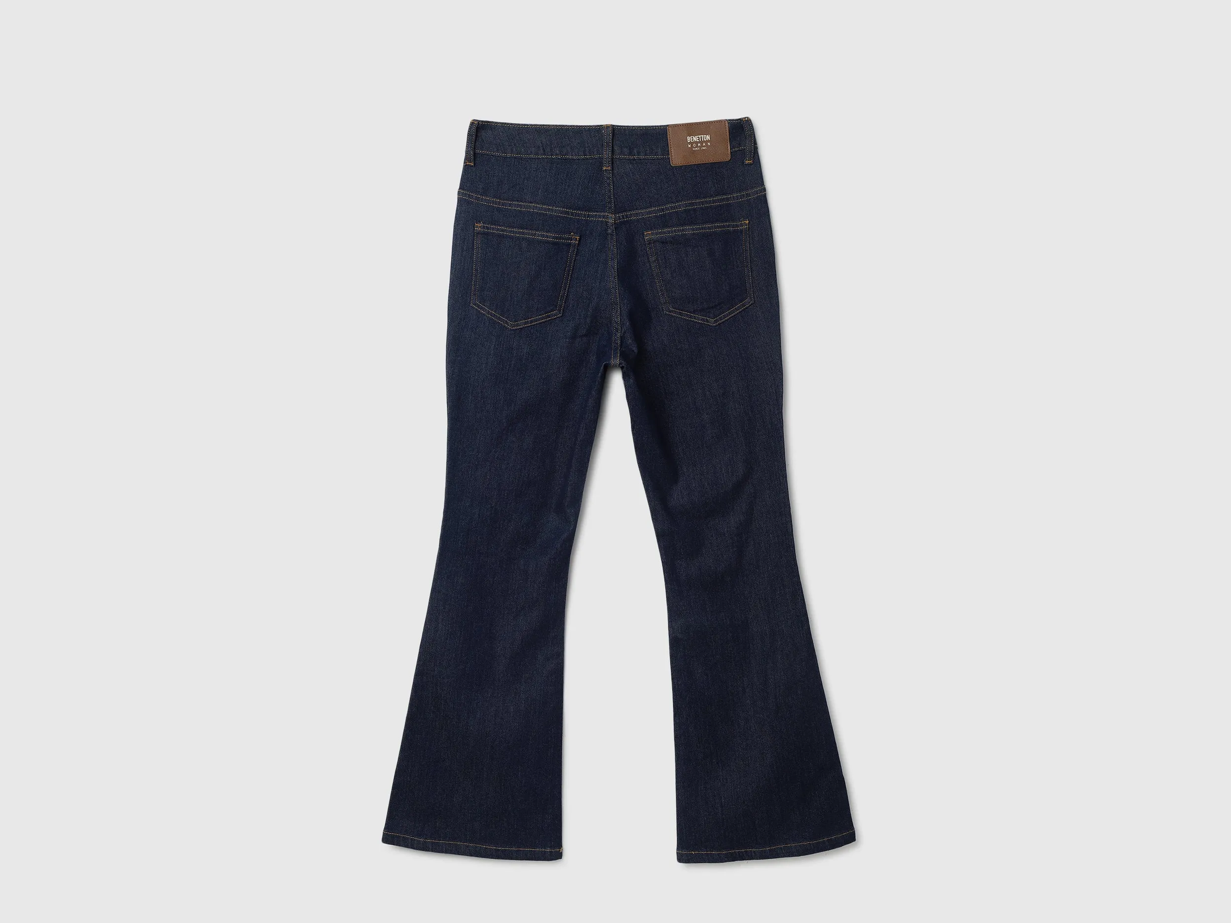 Solid Mid Waist Bootleg Jeans