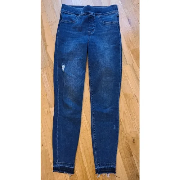 Spanx Distressed Raw Hem Skinny Jean Size Medium Blue