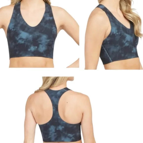 Spanx Women's Printed‎ Longline Impact Sports Bra Storm Tie Dye Size XS