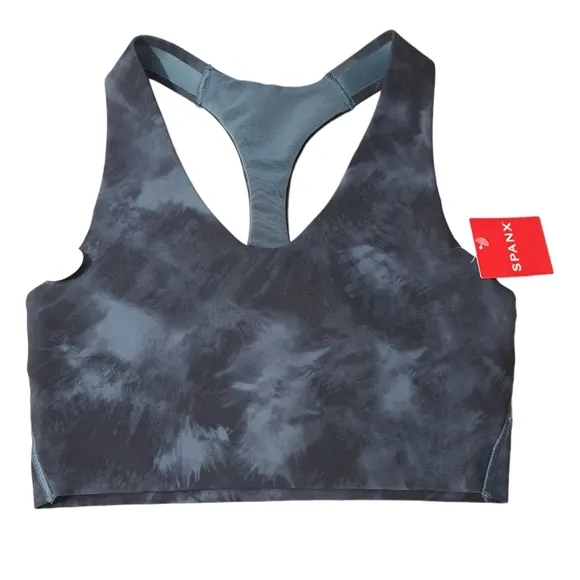 Spanx Women's Printed‎ Longline Impact Sports Bra Storm Tie Dye Size XS