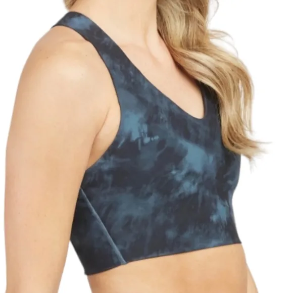 Spanx Women's Printed‎ Longline Impact Sports Bra Storm Tie Dye Size XS