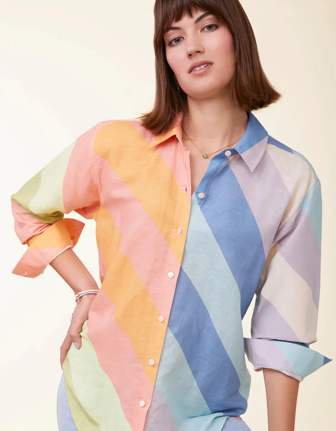 Spartina 449 Aida Buttonfront Shirt Overboard Cabana Stripe