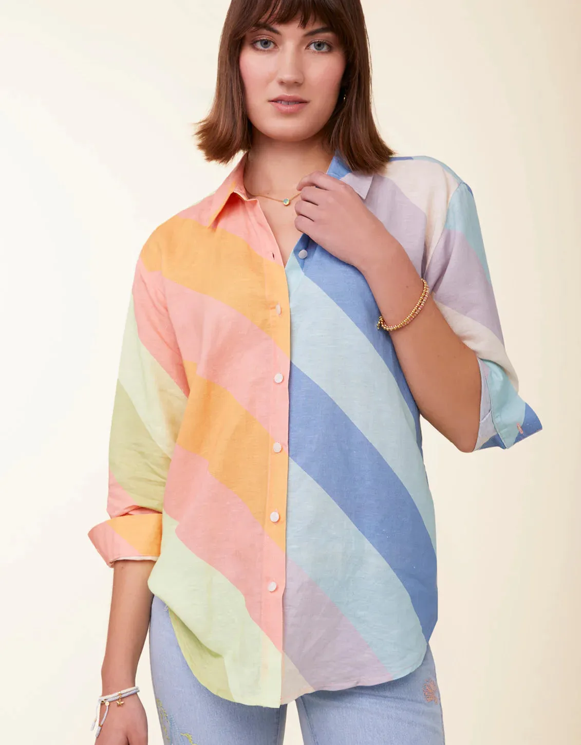 Spartina 449 Aida Buttonfront Shirt Overboard Cabana Stripe