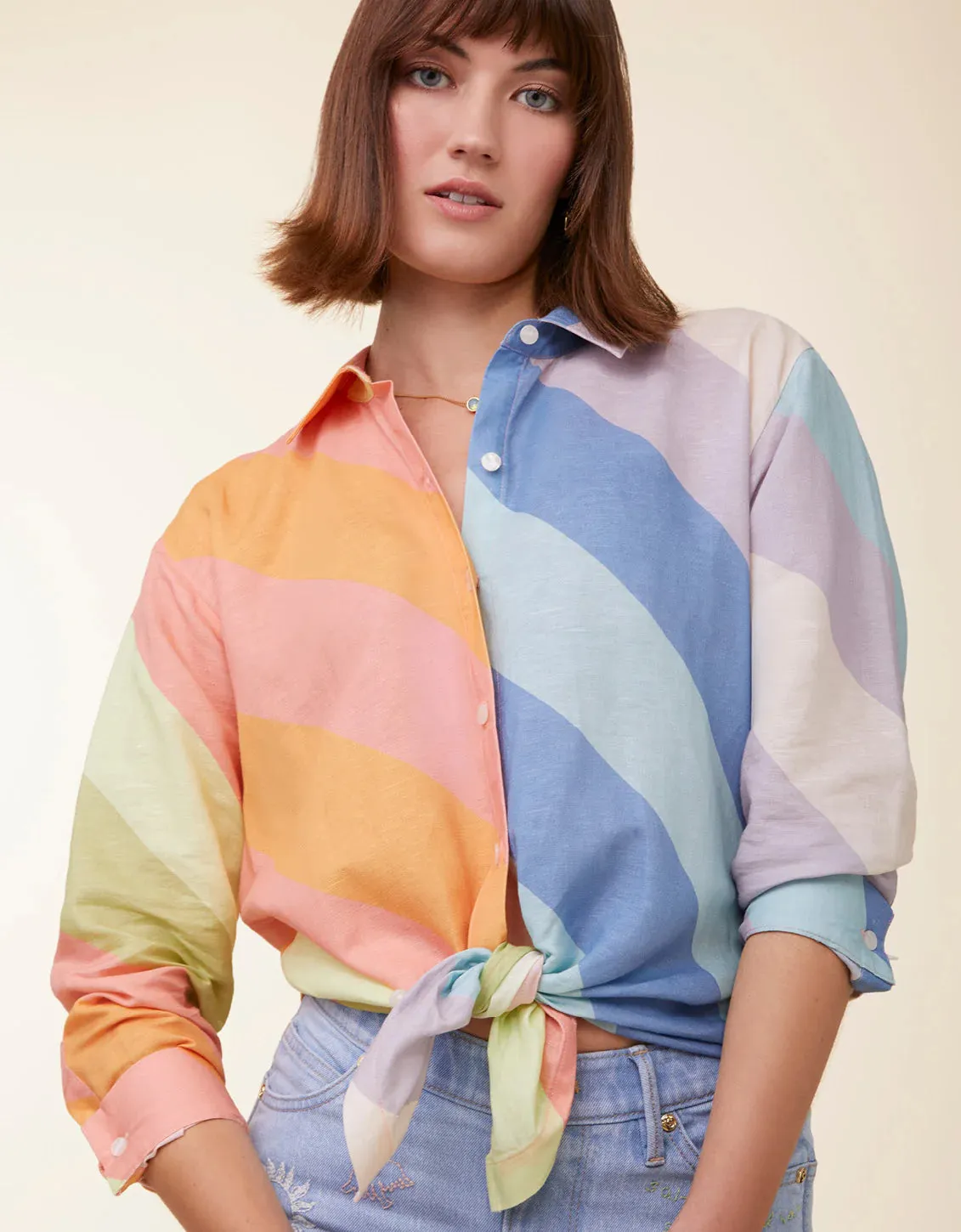 Spartina 449 Aida Buttonfront Shirt Overboard Cabana Stripe