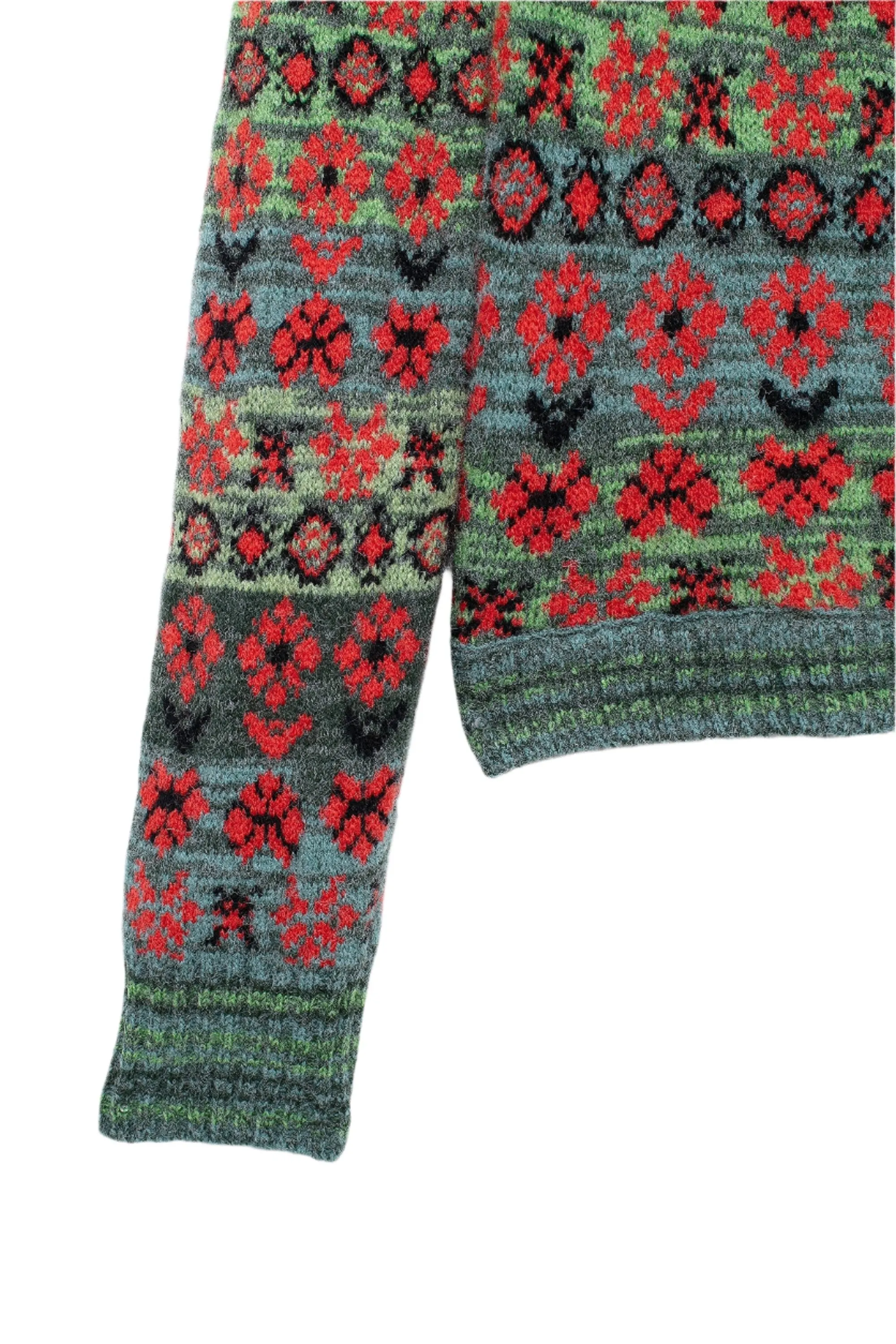 Square Neckline Print Cardigan Sweater