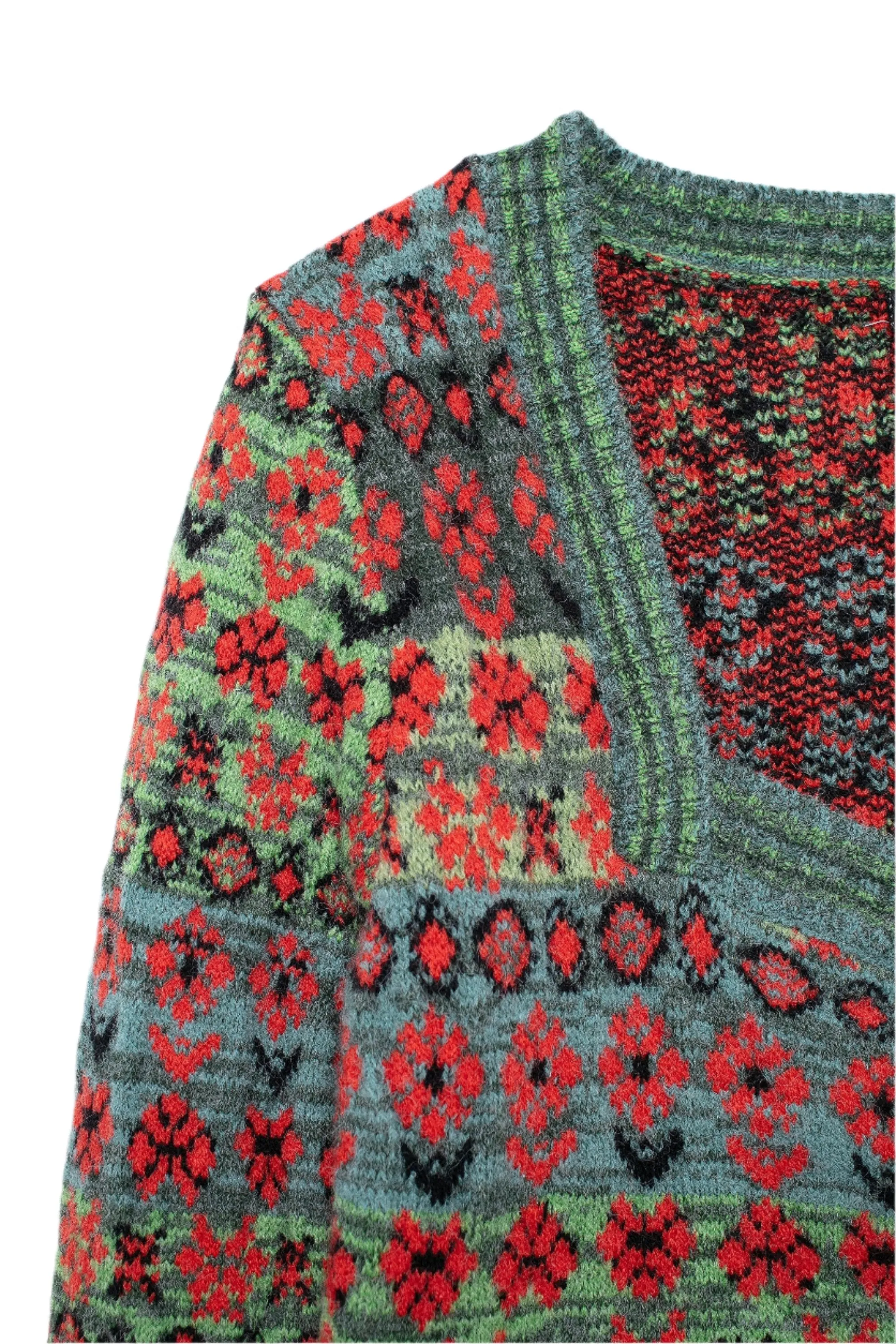Square Neckline Print Cardigan Sweater