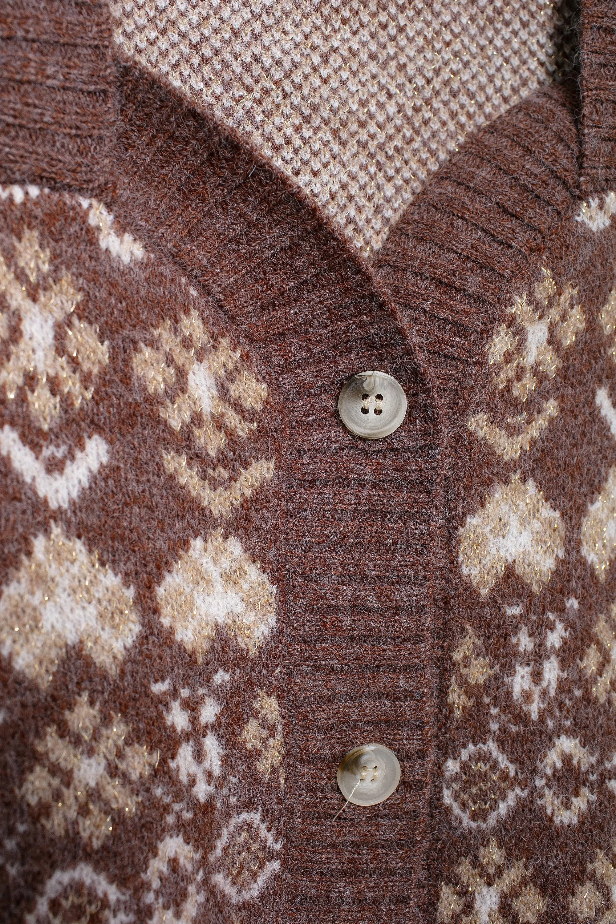 Square Neckline Print Cardigan Sweater