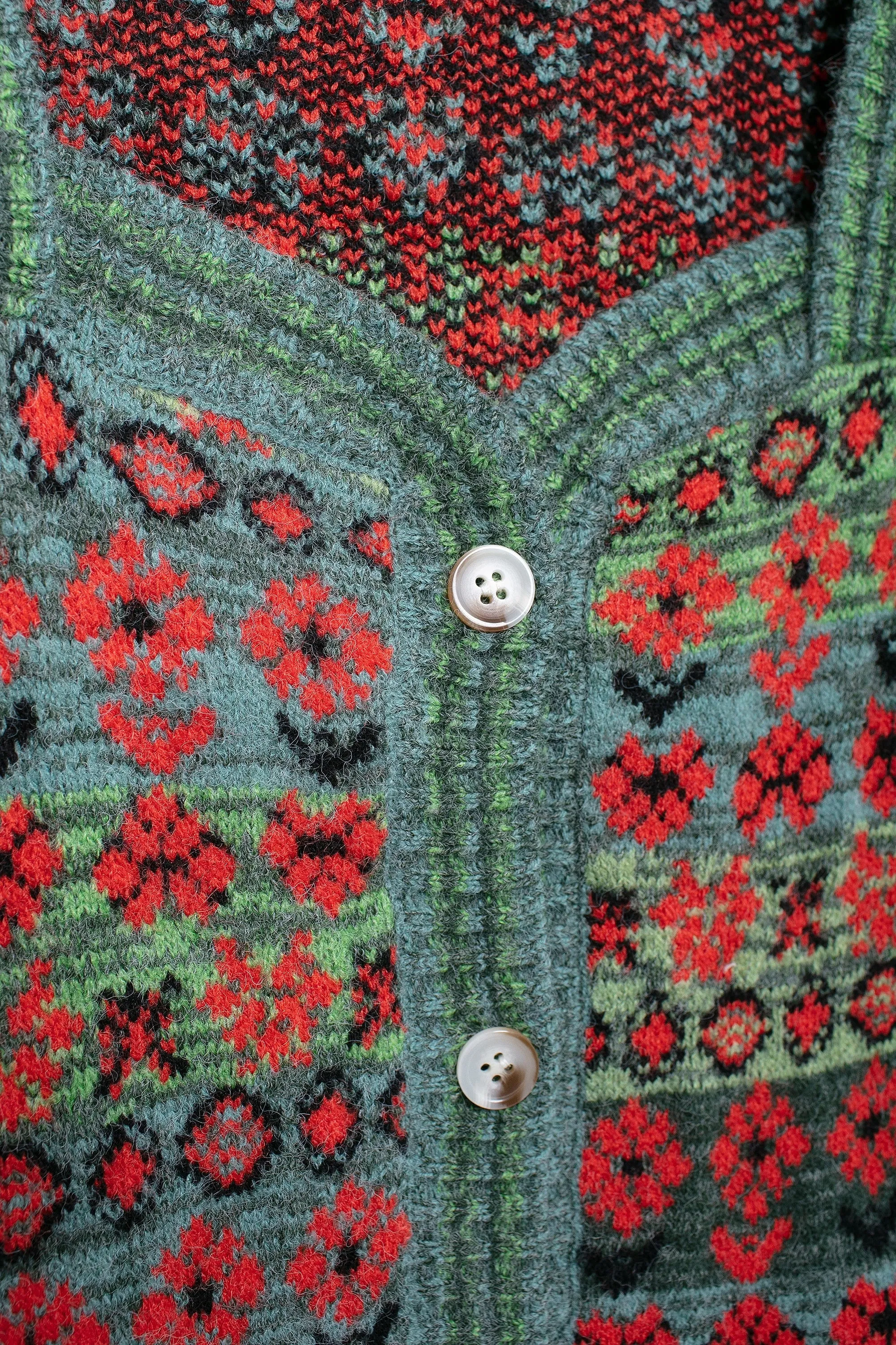 Square Neckline Print Cardigan Sweater