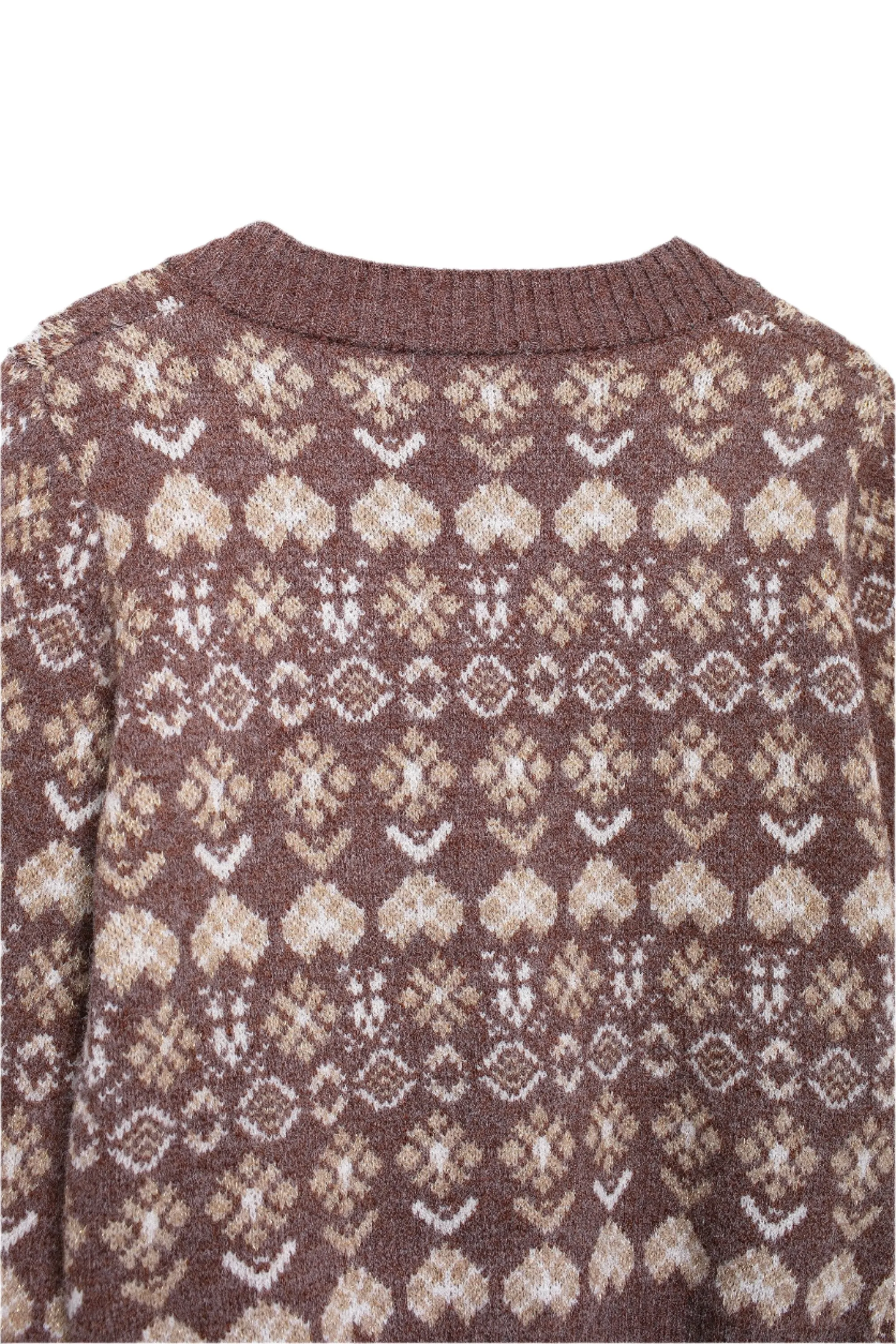 Square Neckline Print Cardigan Sweater