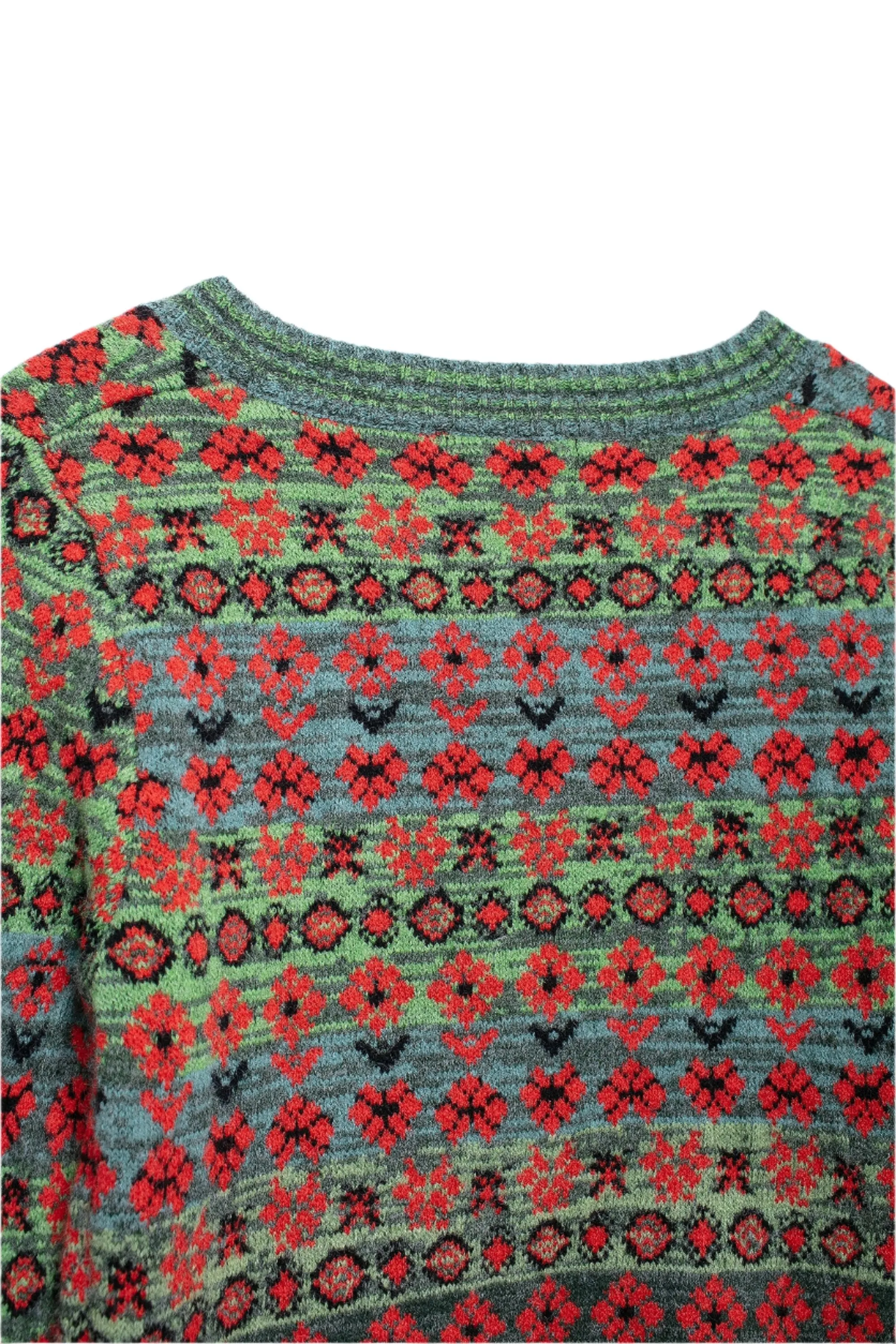 Square Neckline Print Cardigan Sweater