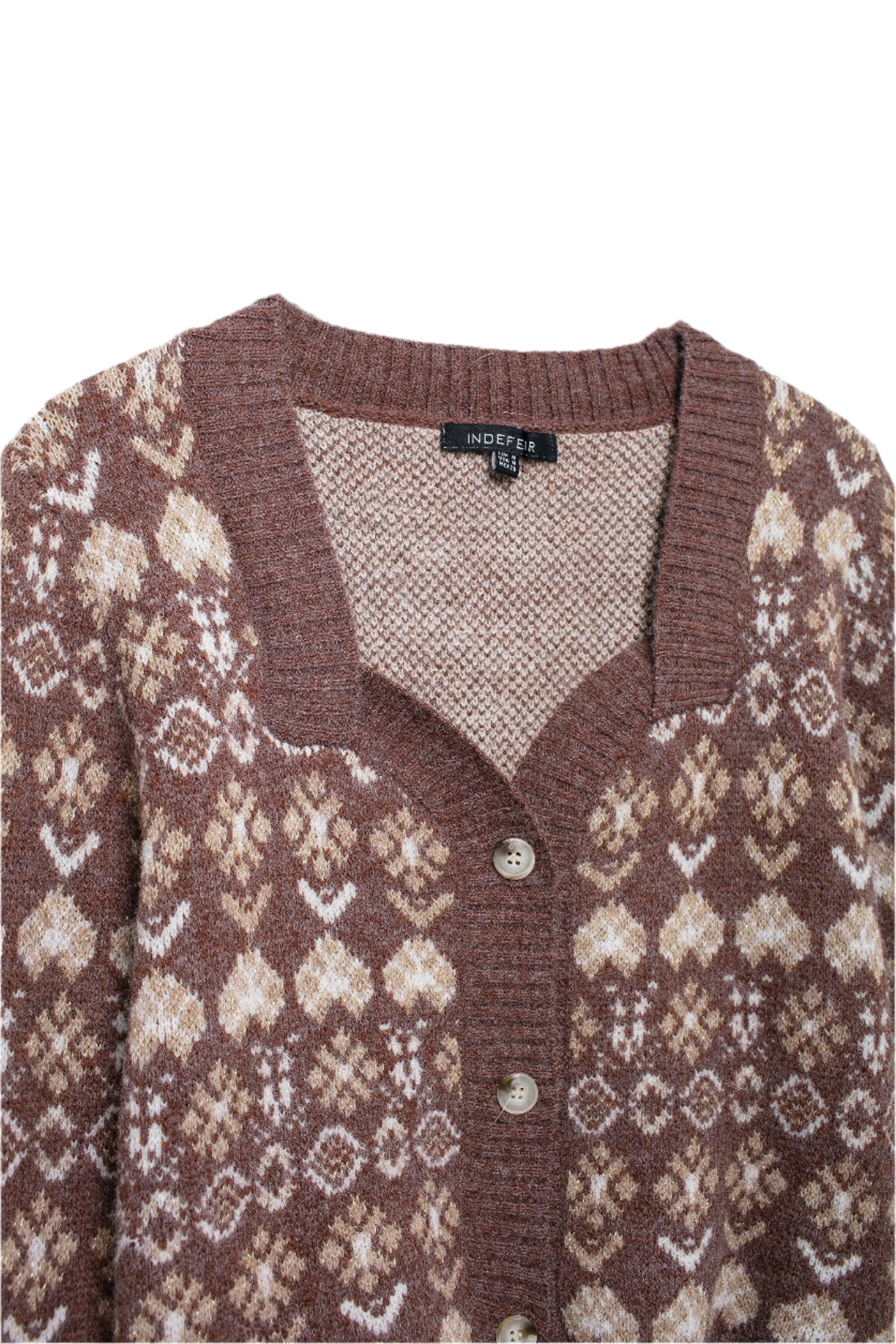 Square Neckline Print Cardigan Sweater