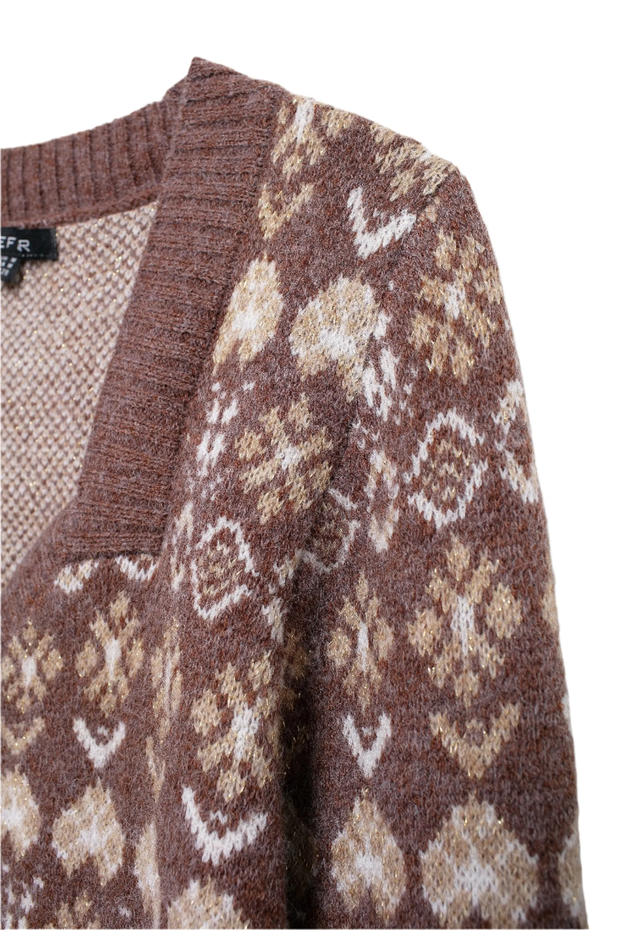 Square Neckline Print Cardigan Sweater