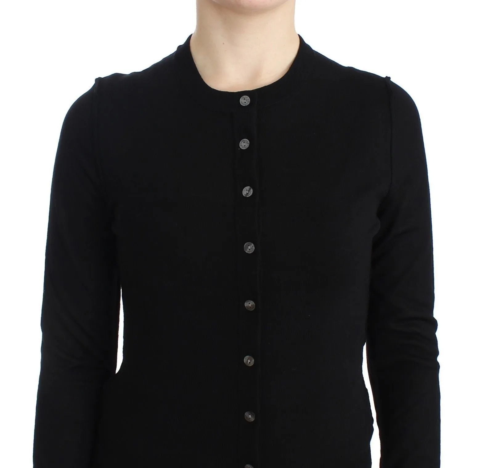 STAFF Black Wool Cardigan Sweater Crew Neck