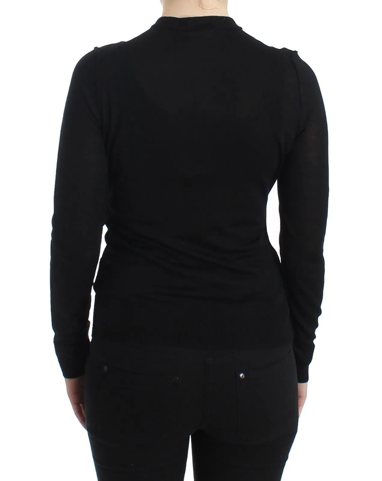STAFF Black Wool Cardigan Sweater Crew Neck