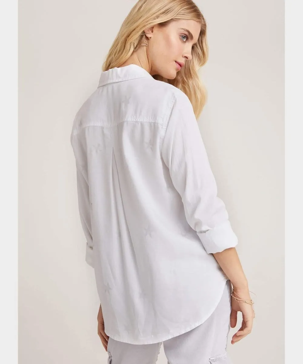 Star Stamped Button Down White