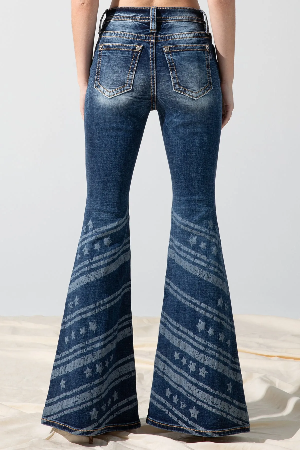 Stars n Stripes High Rise Flare Jeans