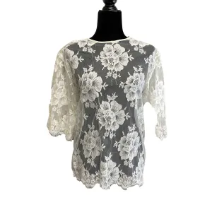 Stella McCartney Half-Sleeve Scalloped Lace Cream 38 US 2