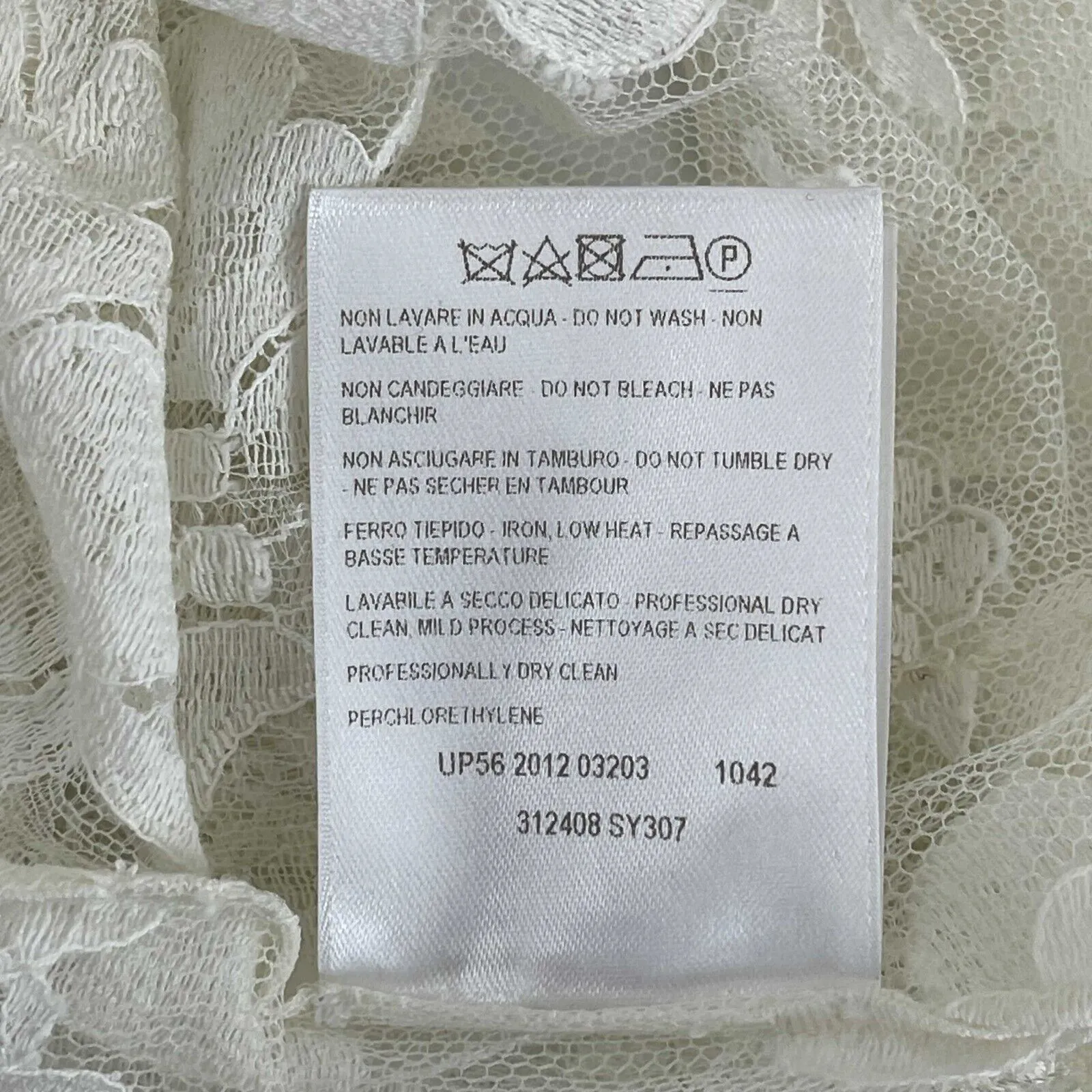 Stella McCartney Half-Sleeve Scalloped Lace Cream 38 US 2