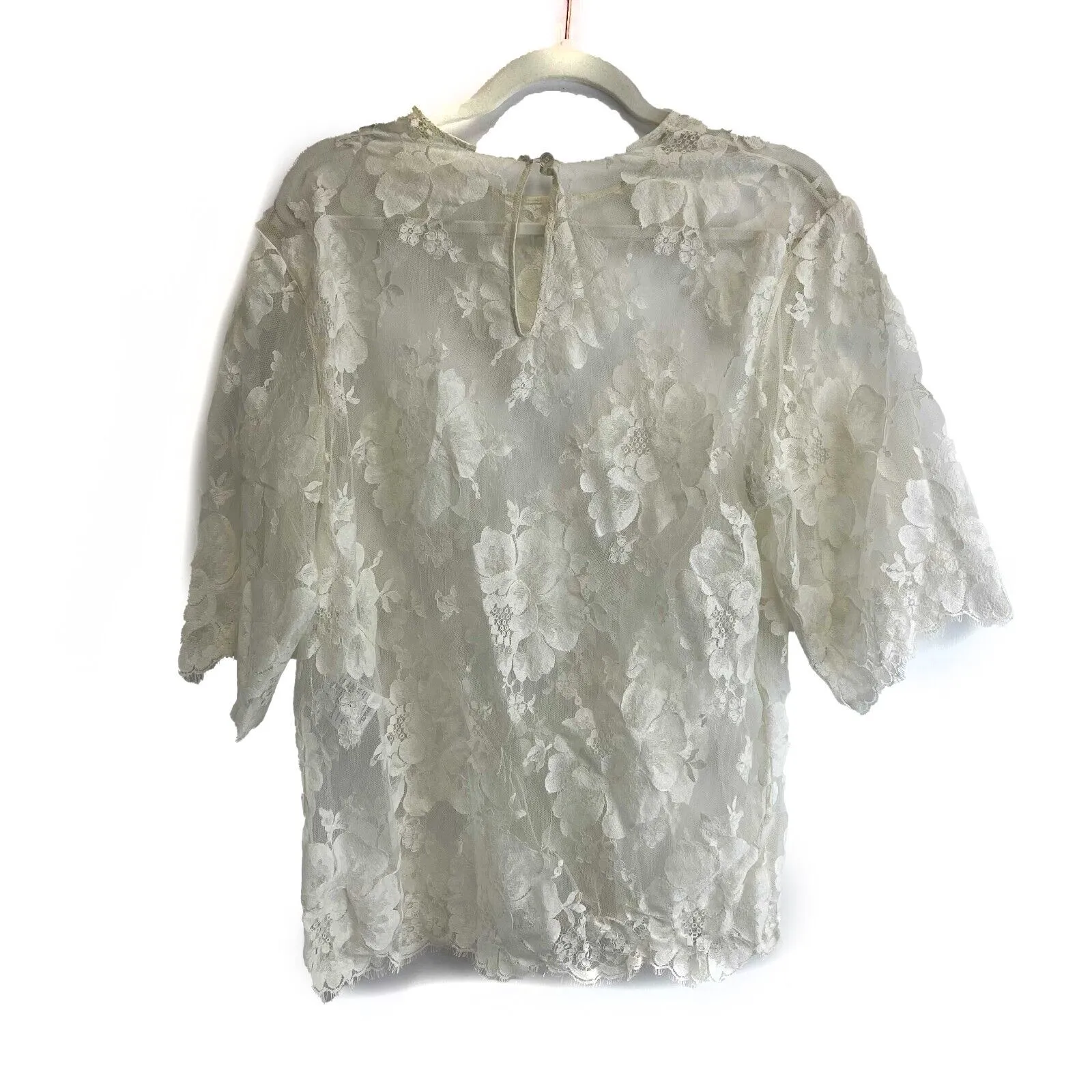 Stella McCartney Half-Sleeve Scalloped Lace Cream 38 US 2