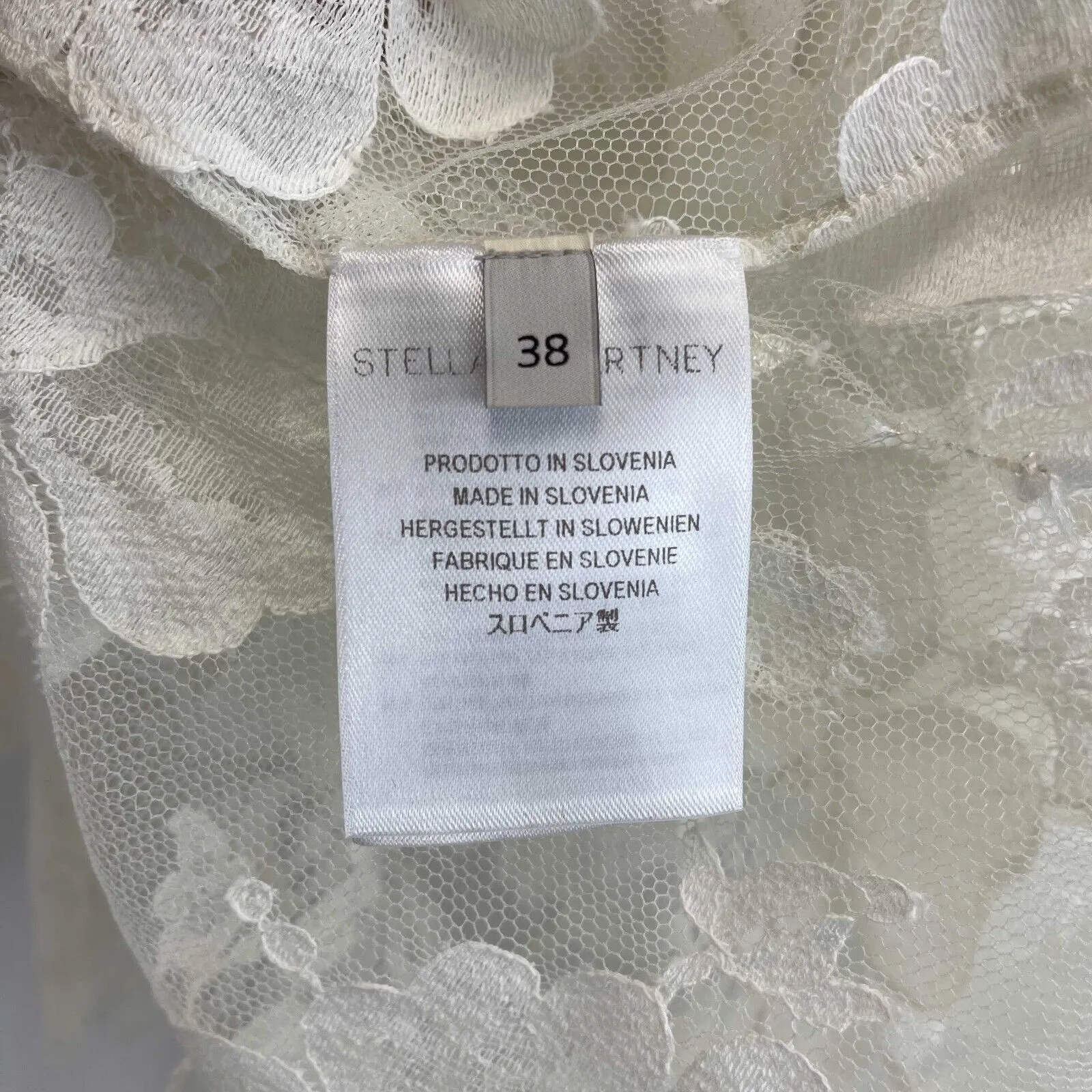 Stella McCartney Half-Sleeve Scalloped Lace Cream 38 US 2