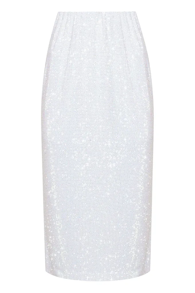 Straight midi skirt with rhinestones
