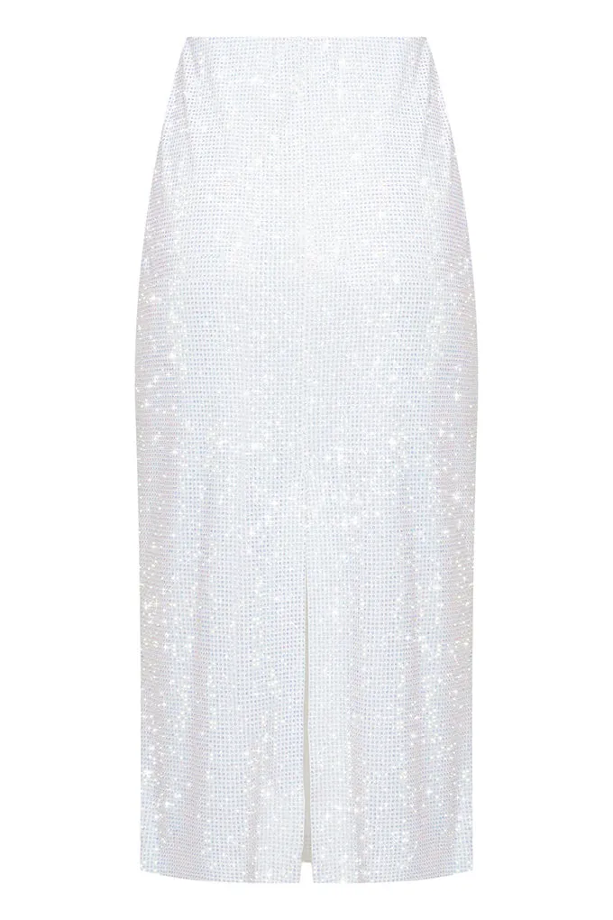 Straight midi skirt with rhinestones
