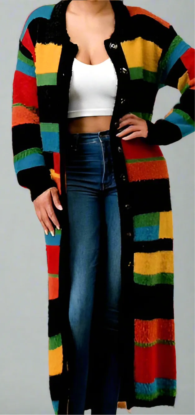 Striped Long Cardigan