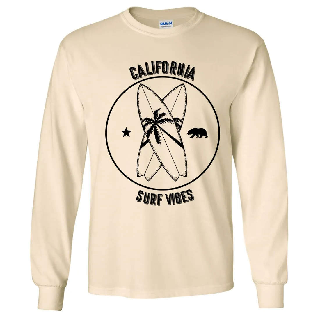 Surf Vibes Black Print Long Sleeve Shirt