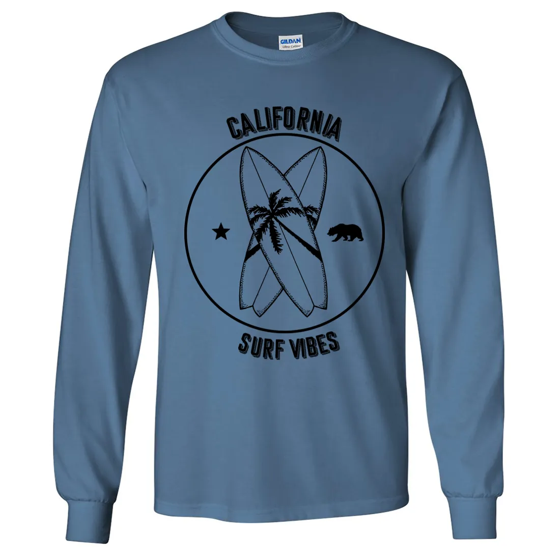 Surf Vibes Black Print Long Sleeve Shirt