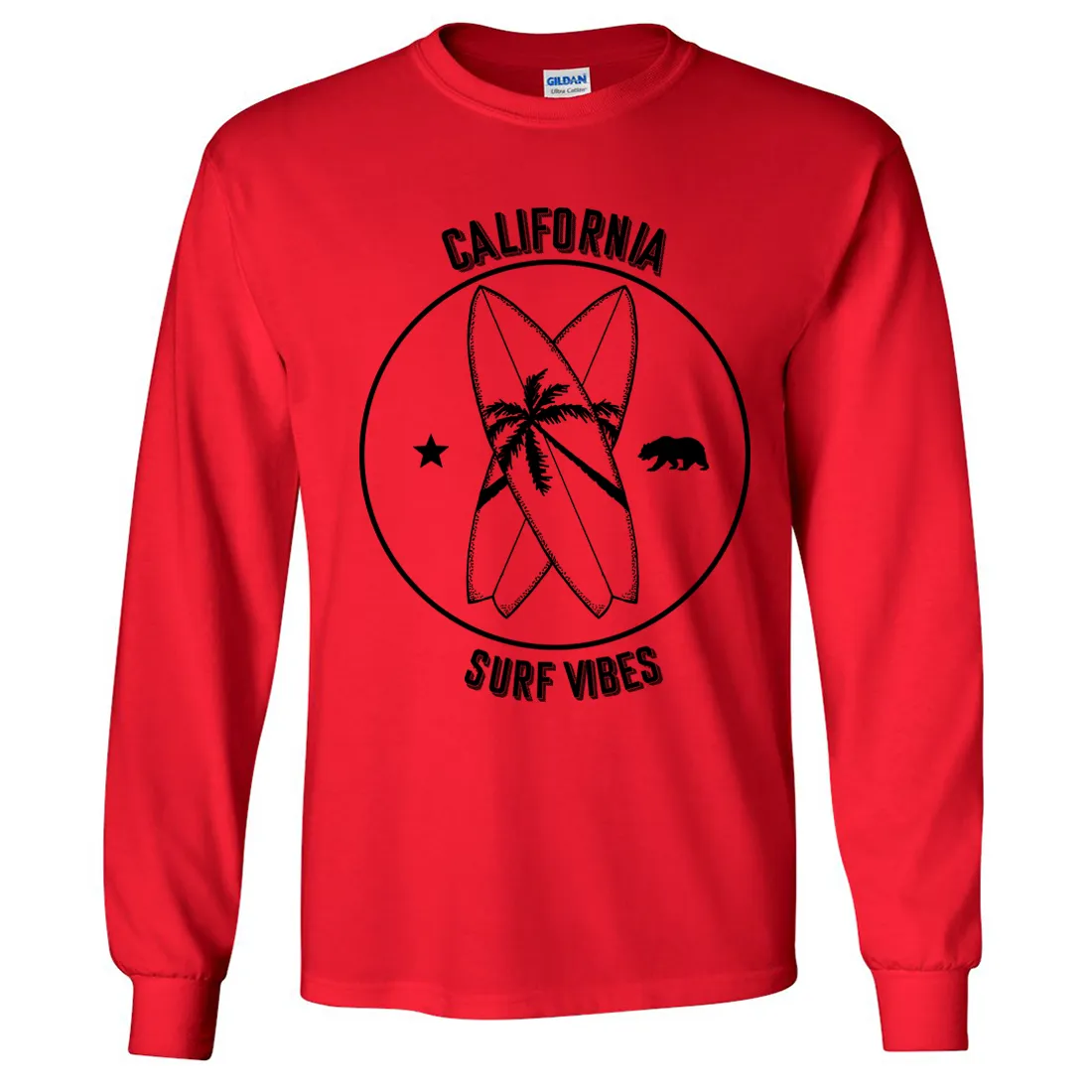 Surf Vibes Black Print Long Sleeve Shirt