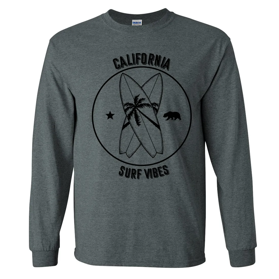 Surf Vibes Black Print Long Sleeve Shirt