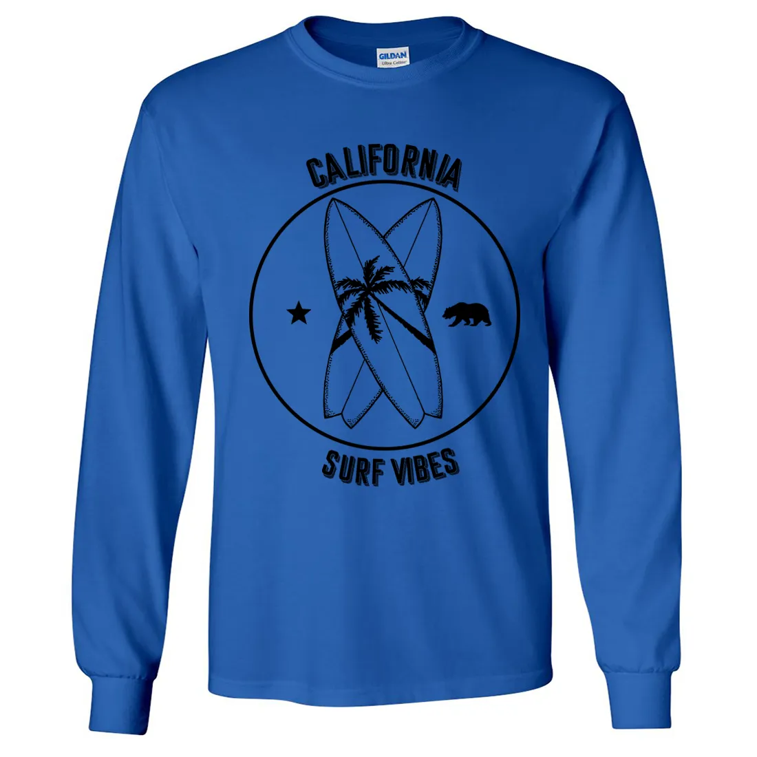 Surf Vibes Black Print Long Sleeve Shirt