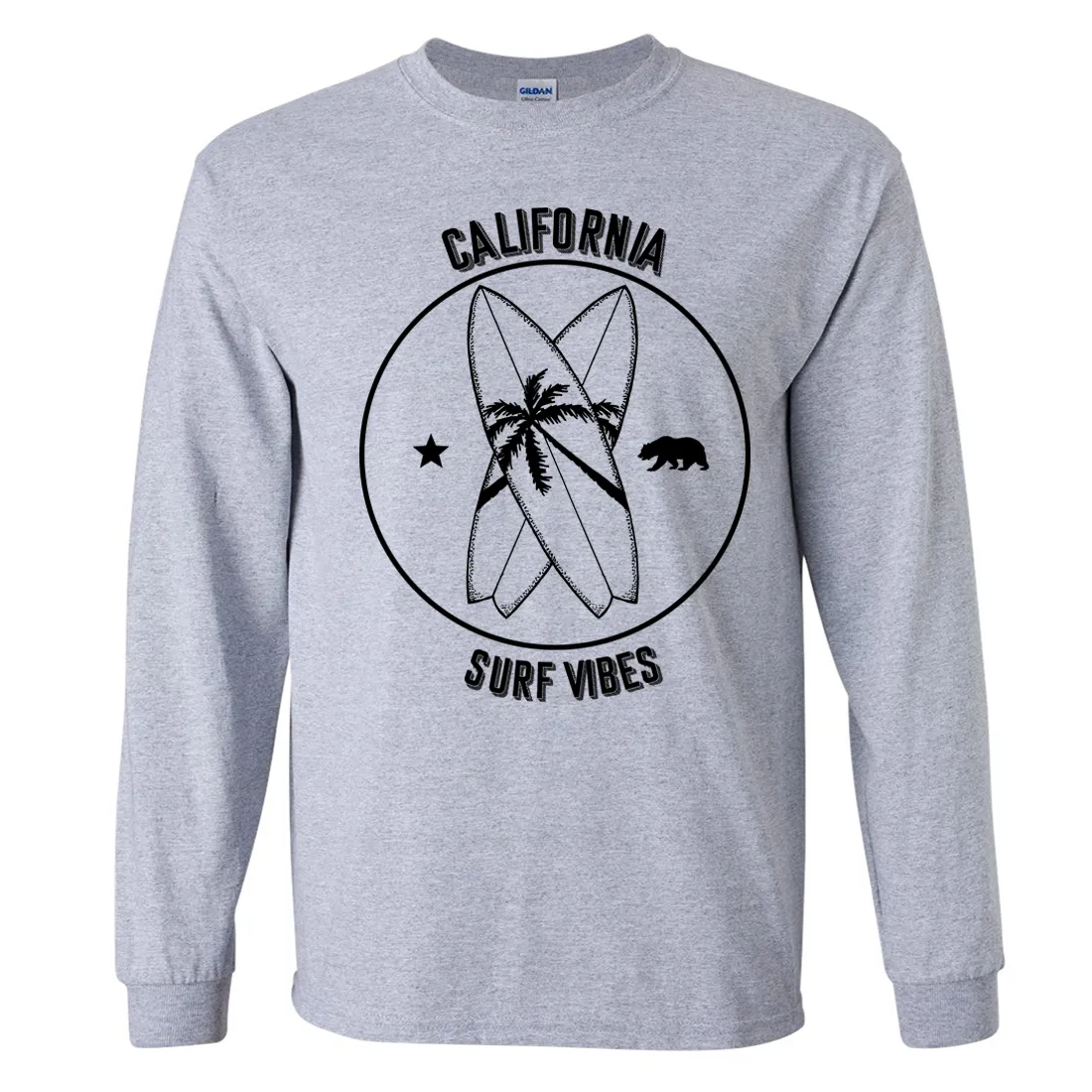 Surf Vibes Black Print Long Sleeve Shirt