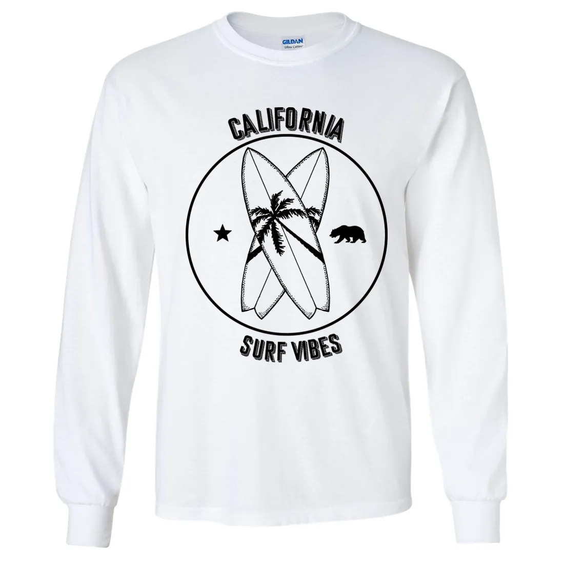 Surf Vibes Black Print Long Sleeve Shirt