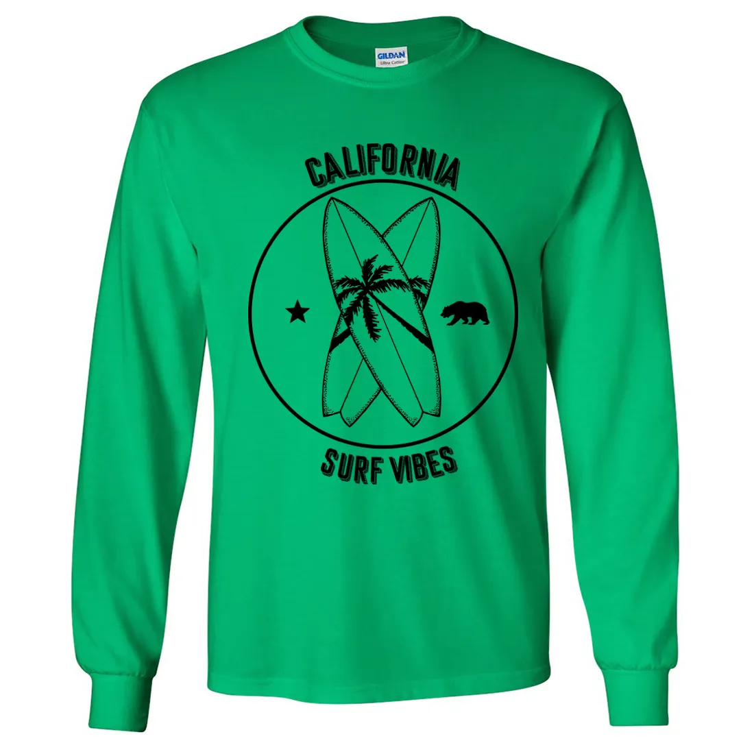 Surf Vibes Black Print Long Sleeve Shirt
